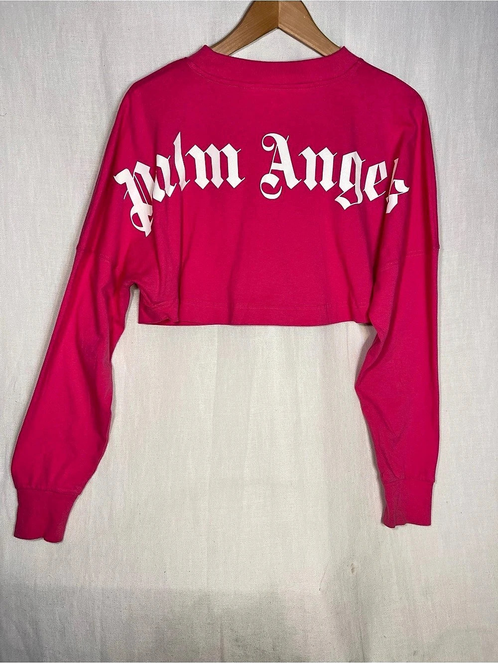 Palm Angels Cropped Logo Sweatshirt in Pink Size Large